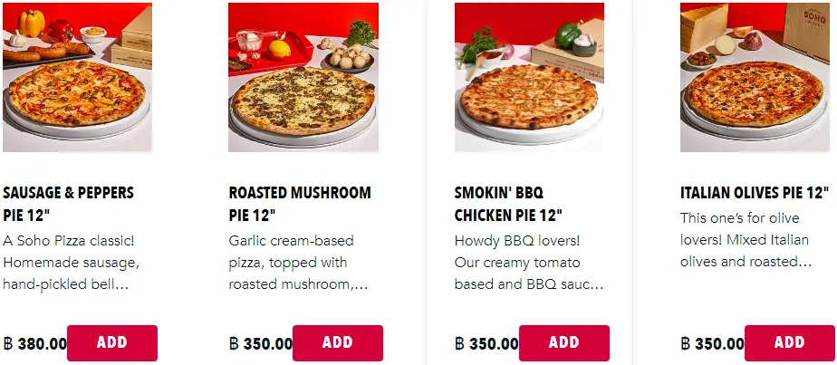 soho pizza 12 inch pie menu with prices