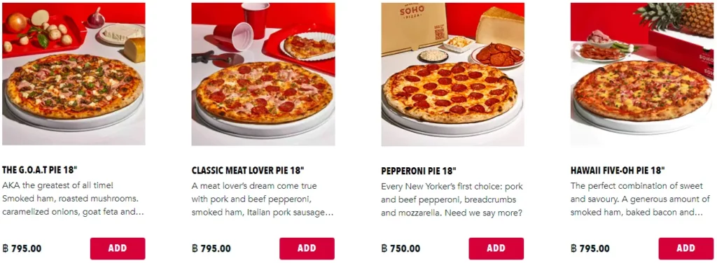 soho pizza 18inch pies menu