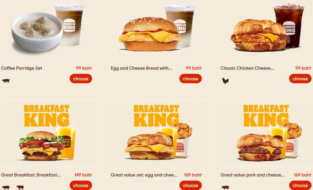 BK BREAKFAST PRICES