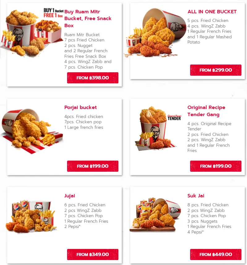 KFC GROUP MEALS PRICES