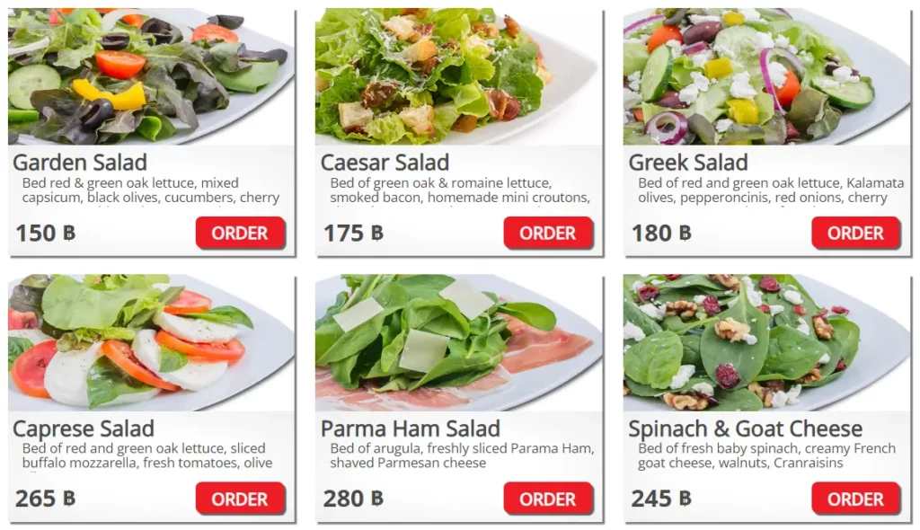 PM SALAD ITEMS PRICES