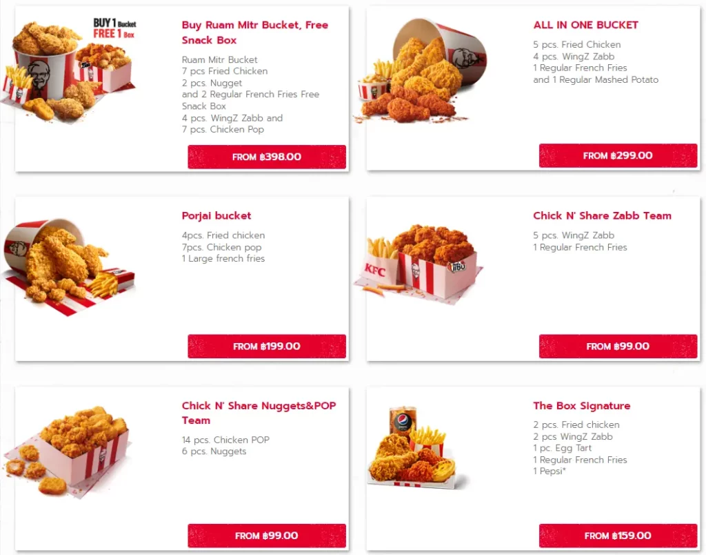KFC MENU PROMOTONS
