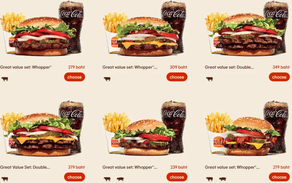 BK GREAT VALUE MENU WITH PRICES