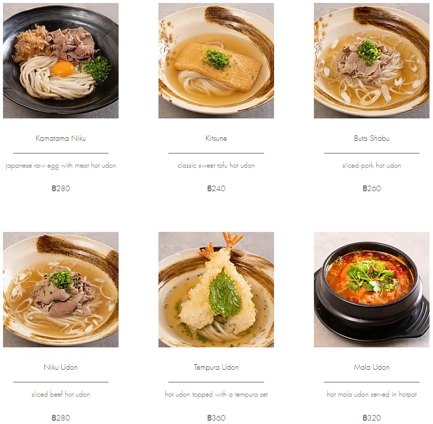 Tsuru Udon Hot Udon Menu